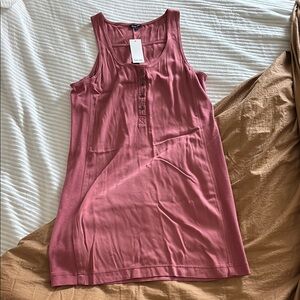 Splendid Sleeveless Henley Tank Dress in Dusty Rose